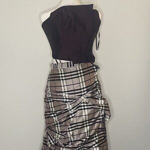 Deep purple plaid skirt with deep purple bustier